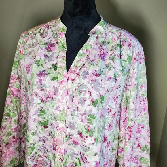 Alfred Dunner Women's Floral Button Down 3/4 Sleeve Top Size 18 - Picture 6 of 12